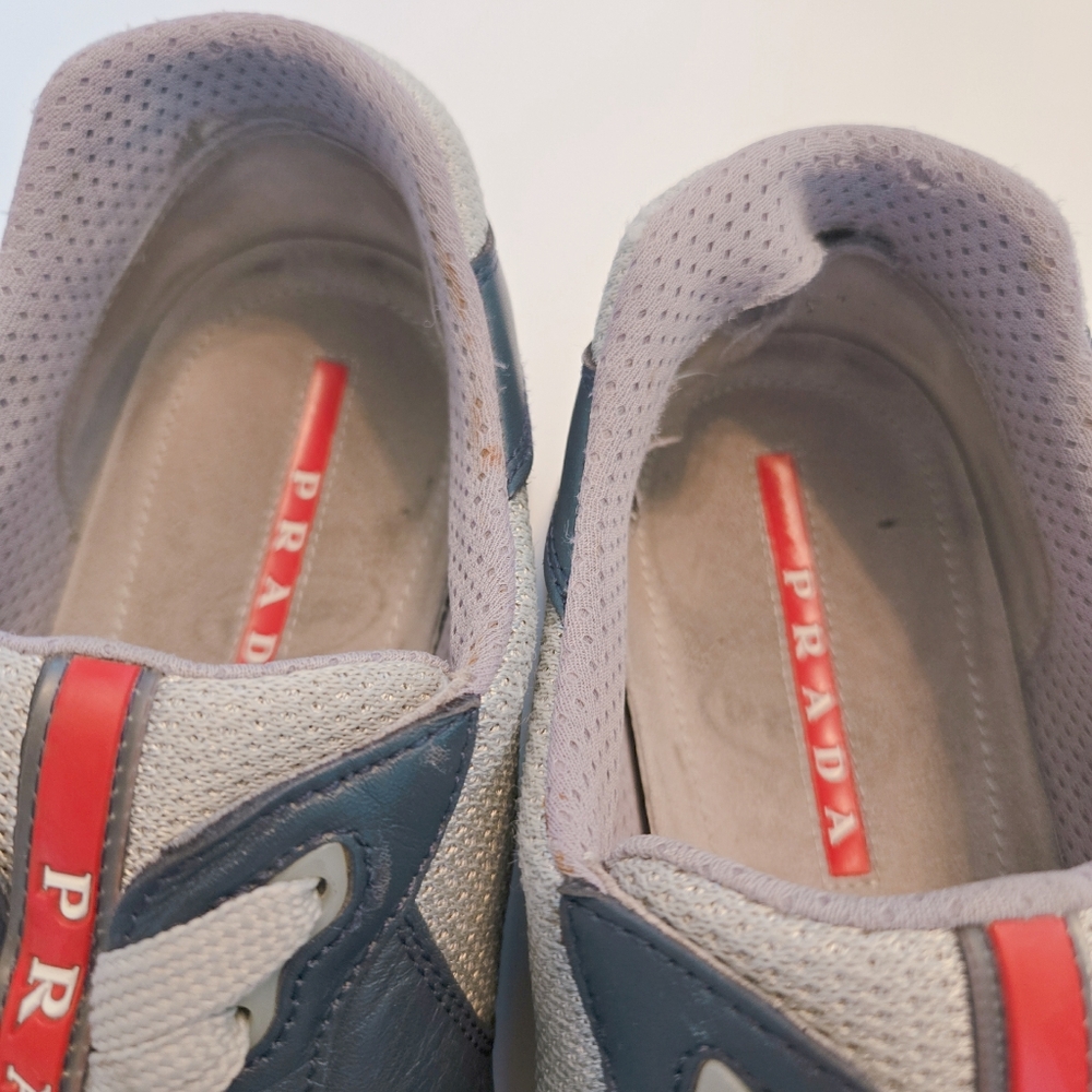 PRADA Men's Americas Cup Navy And Gray Boat Classic Sneaker - Picture 6 of 8